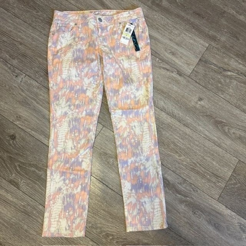 NWT Inc Denim Skinny Leg Regular Fit Women's Arizona Tie Dye Jeans Size 4